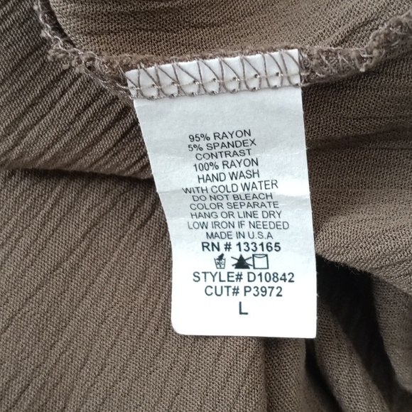 Altar'd State Womens Olive Green Flowy Gauze Babydoll Top Vneck Tunic Size Large - Picture 7 of 9